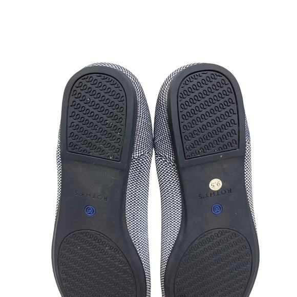 Rothy’s The Flat Navy & White Herringbone Knit Ballet Flats Size Round Toe 9.5 - Picture 7 of 9